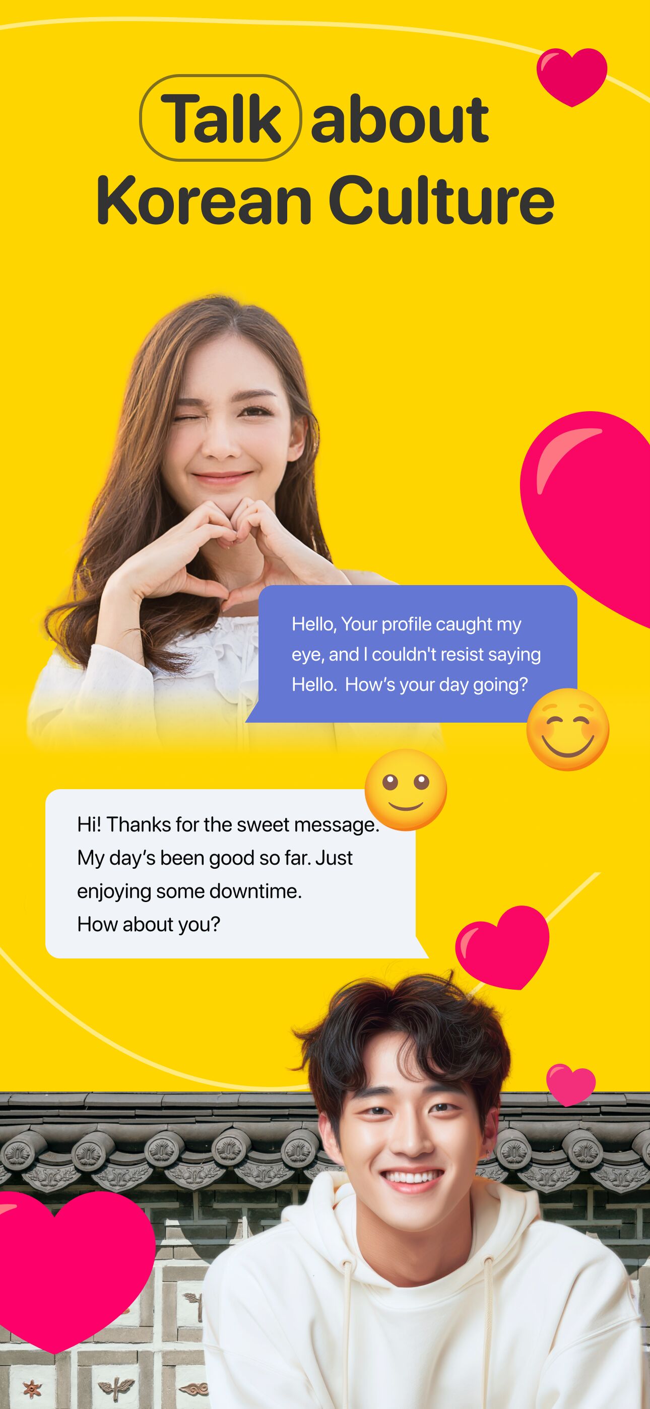 Chat screen talking about Korean culture